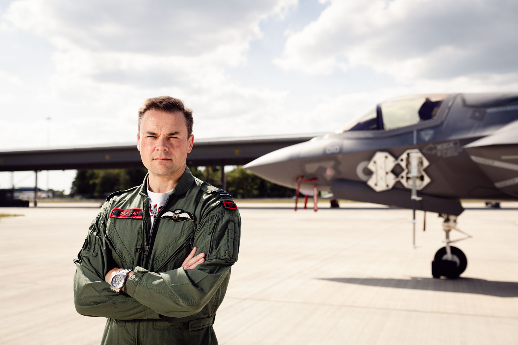 Dave Tait with a F35 lightning fighter jet